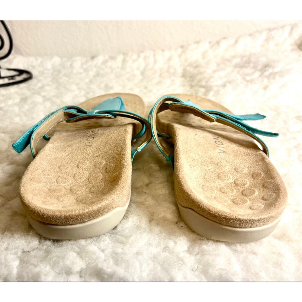 Vionic Karley women's toe post sandal in turquoise leather size 10 - Picture 4 of 8